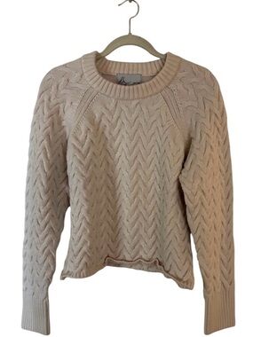 Dh Cable Knit Crewneck Sweater in Light Beige/White Sz S